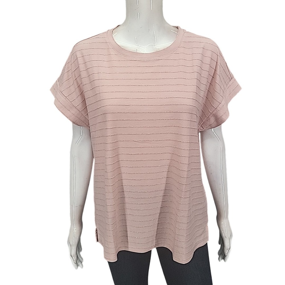 Ellen Tracy Womens Dressy Short Sleeves Blouse Top X-Large Size Pink
